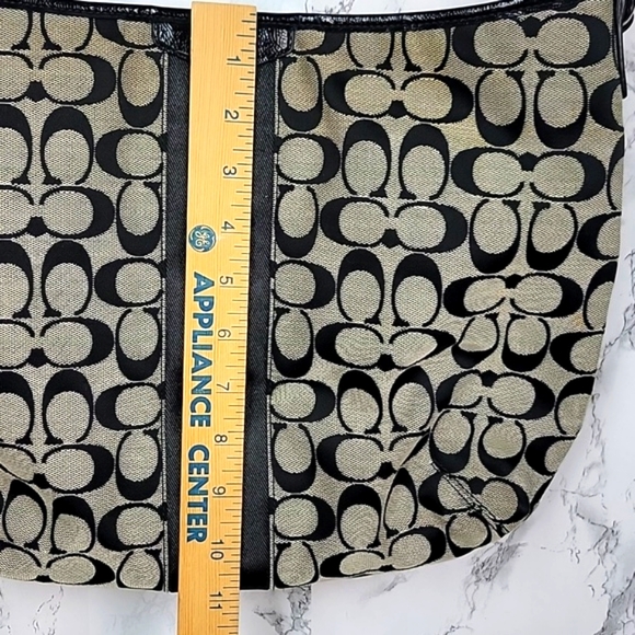 Vintage Authentic Coach Luxury Canvas Shoulder/ Crossbody Purse/Bag Black/Grey - Picture 9 of 16